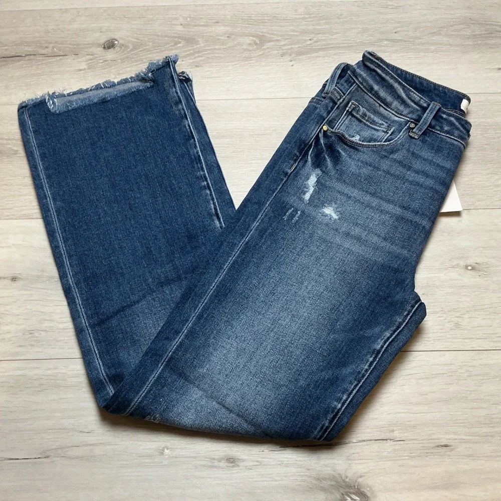 Risen Jeans Mid Rise Ankle Hem Straight Leg Dark Wash‎ 9/29 New With Tags